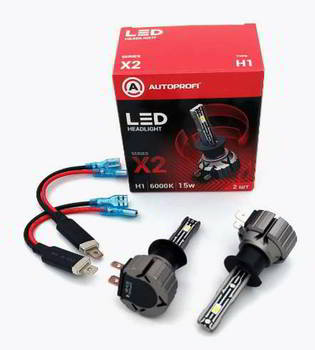 ����� ������������� LED AUTOPROFI H1 12v 15w; ����� �2; 6000K; 4000Lm; �-� 2��; �������� 1���, X2-H1