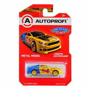 ������� AUTOPROFI ������� ������������� 1:64, ����� MUSCLE CARS (Mustang), MUS-002, ����. /�����, MUS-002 YE/BL