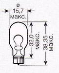 ����� ������������� OSRAM W16W 12v 16w; W2.1*9.5d, 921