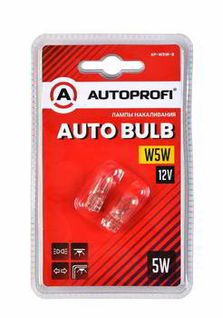 ����� ������������� AUTOPROFI W5W 12v 5w; W2.1*9.5d; ������� 2��, AP-W5W-B