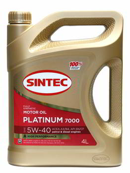 ����� �������� ������������� Sintec Platinum 7000 SN/CF/A3/B4 , 5W40 A3/B4, 4 �����., 600139