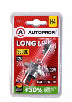 ����� ������������� AUTOPROFI H4 12v 60/55w; P43t; +30%; Long Life, LNG-H4