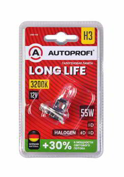 ����� ������������� AUTOPROFI H3 12v 55w; Pk22s; +30%; Long Life, LNG-H3
