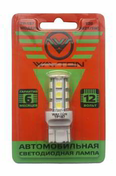 ����� ������������� LED WAYTON W21/5W 12v 2w; 18smd(5050); ����� 5000K; 180Lm; W3*16q; 1��, TP-187