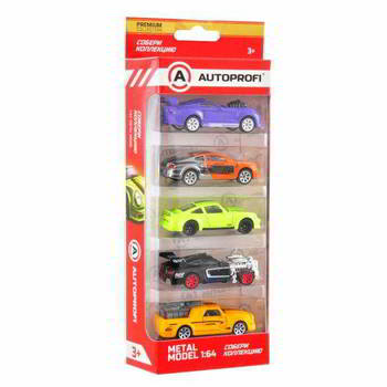 ����� ������� AUTOPROFI ������������� ������� 1:64, 5 ���� (RCN-001 VIOLET, SUP-001 OR/SL, SUP-911 GR, ROD-002 BK, FAN-003 YE), SET-0501