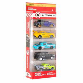 ����� ������� AUTOPROFI ������������� ������� 1:64, 5 ���� (SUP-003 BL/BK, RCN-002 YE, RET-001 TF, 4X4-002 BK, TRU-002 GR/GY), SET-0503