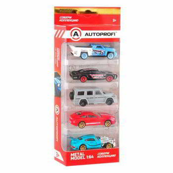 ����� ������� AUTOPROFI ������������� ������� 1:64, 5 ���� (TRU-001 BL/WH, MUS-001 BK, 4X4-002 GY, SUP-002 RD, ROD-001 TF), SET-0505