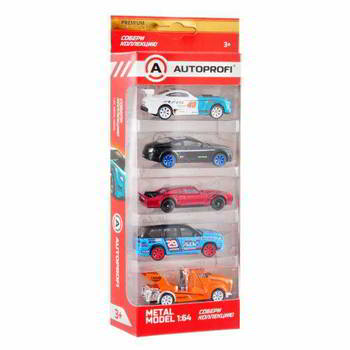 ����� ������� AUTOPROFI ������������� ������� 1:64, 5 ���� (RCN-002 TF/WH, SUP-001 BK, MUS-001 RD, 4X4-001 BL, TRU-005 OR), SET-0506