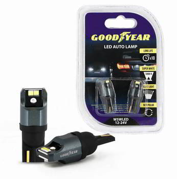 ����� ������������� LED GoodYear W5W 12-24v 0, 7w; W5WLED; ����� 5000K; W2.1*9.5d; �-� 2��; �������� 3���, GY015005