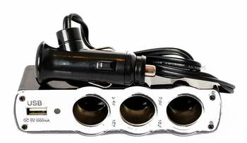 ������������ ������� (� �������������) �2�� ������������ A2DM 3 ������ + USB 500mA, 60W, LED ���������, 12/24�, ������-����, �������/100, 160003