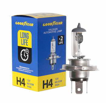 ����� ������������� GoodYear H4 12v 60/55w; P43t; Long Life; 2�������, GY014122