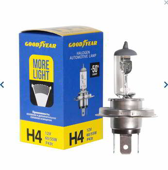 ����� ������������� GoodYear H4 12v 60/55w; P43t; More Light; +50%, GY014124