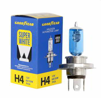 ����� ������������� GoodYear H4 12v 60/55w; P43t; Super White; ��. ����� 4200K, GY014126