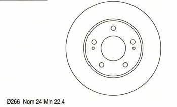 ���� ��������� INTER BRAKES ���� ��������� �������� ����. ( 266*45, 5*69, 4*24) MITSUBISHI  MAGNA 99-05, MB081V