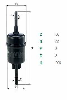 ������ ���������, benzin MANN FORD: FIESTA V 01-, FIESTA Van 03-, FUSION 02-, MAZDA: 2 03-, WK511/2