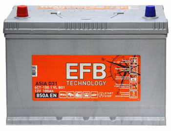 ������� �������������� (���) TITAN ASIA EFB 6��-100.1 A/h, L(+/-), 12V, 850 A EN 304 � 175 � 221., 32561, 4607008887006