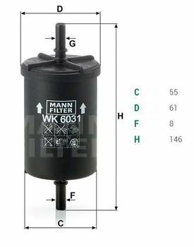 ������ ���������, benzin MANN Renault Duster I , II 10- ,  Kangoo I , II  97- ,  Megane I-III  96- ,  Scenic I-III 99-, WK6031