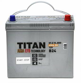 ������� �������������� (���) TITAN ASIA EFB 6��-57.0 A/h, R(-/+), 12V, 450 A EN 236 � 128 � 223., 32562