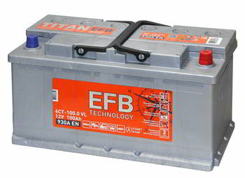 ������� �������������� (���) TITAN EFB 6��-100.0 A/h, R(-/+), 12V, 930 A EN, 352 x 175 x 190., 32569