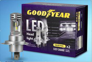 ����� ������������� LED GoodYear H4/H19 12-24v 18w; H4LED; ����� 5000K; 2200Lm/2000Lm; �-� 2��; �������� 12���, GY014001