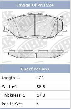 ������� ��������� �������, �������� NiBK �������� TOYOTA Auris (07-13) ,  Corolla (07-) , RAV 4 06-, PN1524