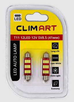 ����� ������������� LED Clim Art C5W 12v 1, 8w; 12smd; ����� 5000K; SV8.5-41��; �-� 2��; �������� 3���, CLA00508