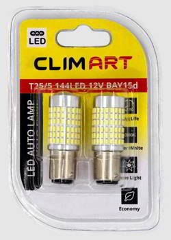 ����� ������������� LED Clim Art P21/5W 12v 9/3w; 144smd; ����� 5000K; BAY15d; �-� 2��; �������� 3���, CLA00505
