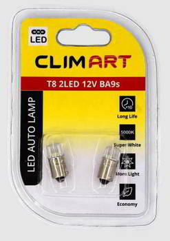����� ������������� LED Clim Art T4W 12v 0, 6w; 2smd; ����� 5000K; BA9s; �-� 2��; �������� 3���, CLA00506