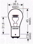 ����� ������������� OSRAM P21/5W 12v 21/5w; BAY15d, 7528