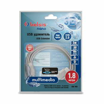������ ��������������� Belsis �������������� ������ USB2.0 � �����-USB � ������� � �/��������, ����� 1.8 �., BW1401