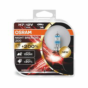 ����� ������������� OSRAM H7 12v 55w; PX26d; +200%; 3550K; NIGHT BREAKER 200; BOX; 2��, 64210 NB200-HCB