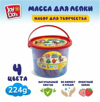 ����� ��� ����� Joy Doh ����� MEGA BUCKET - ���� �����, 1 ����� ������ 1�� � 4 ���������� � ������, (4 � 250�), BAG-04/250 mega